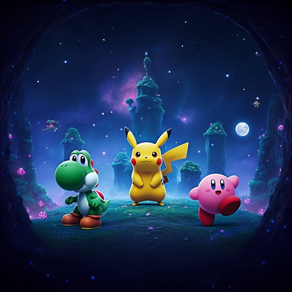 Majestic Creatures in Vibrant Fantasy Realm