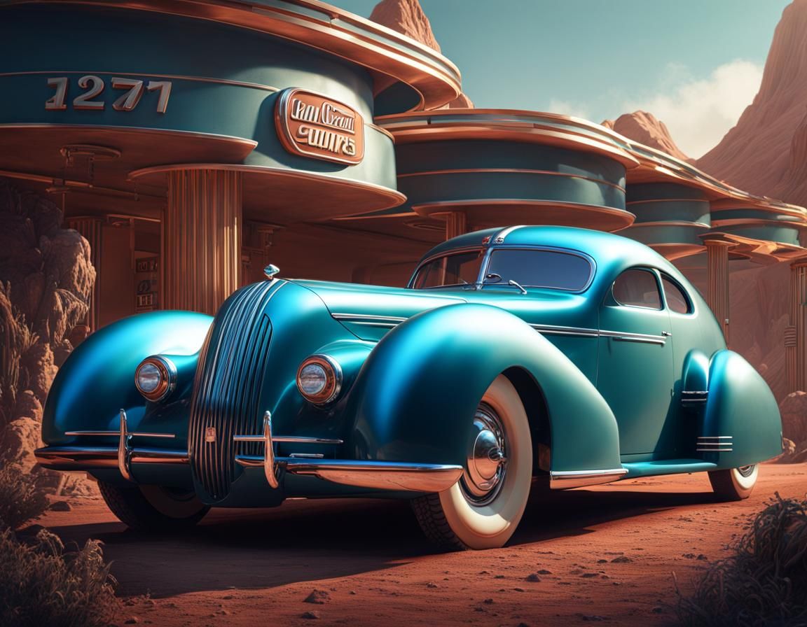 Art Deco Coupe at Martian Gas Station