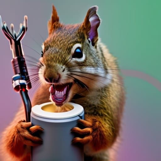 Ferocious Squirrel with Antlers, Professional Photography