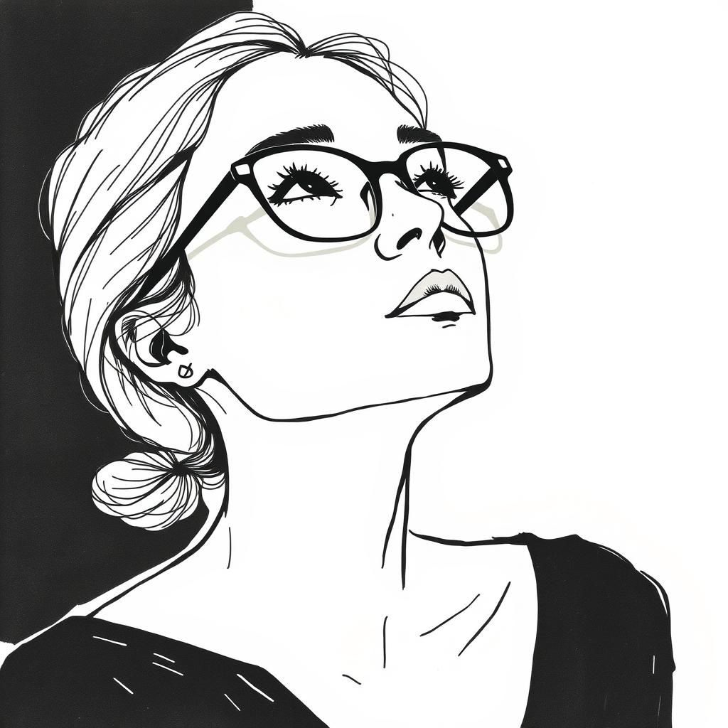 Contemplative Woman in Monochromatic Minimalist Style