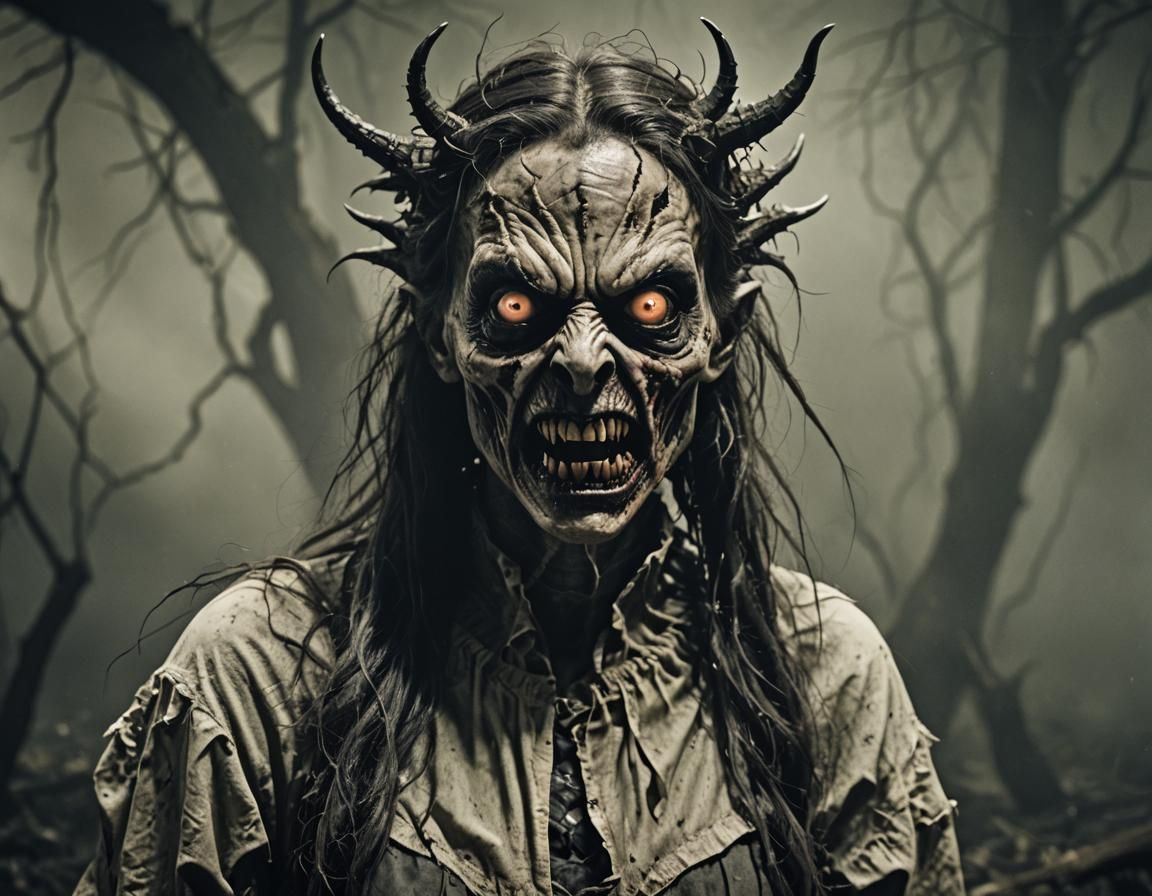 Terrifying Female Nightmare Monster Threatens the Camera