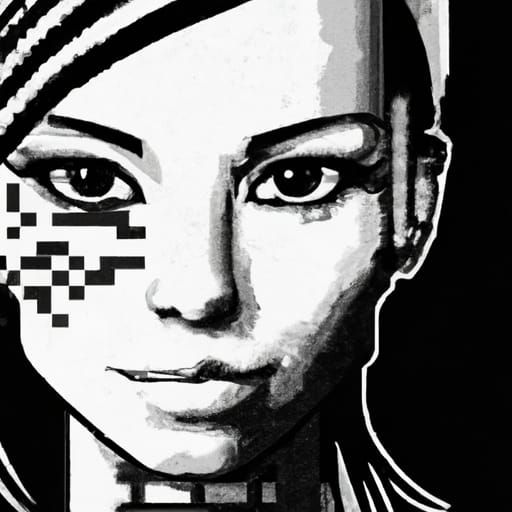 Cyberpunk Anime Woman Portrait in 8-bit Pixel Art