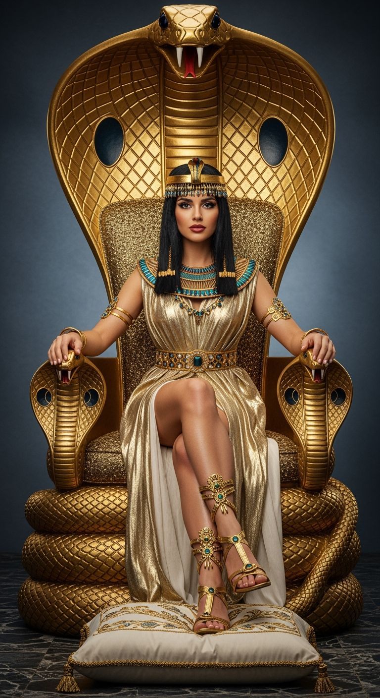 Egyptian Queen on Golden Throne, Professional Photography