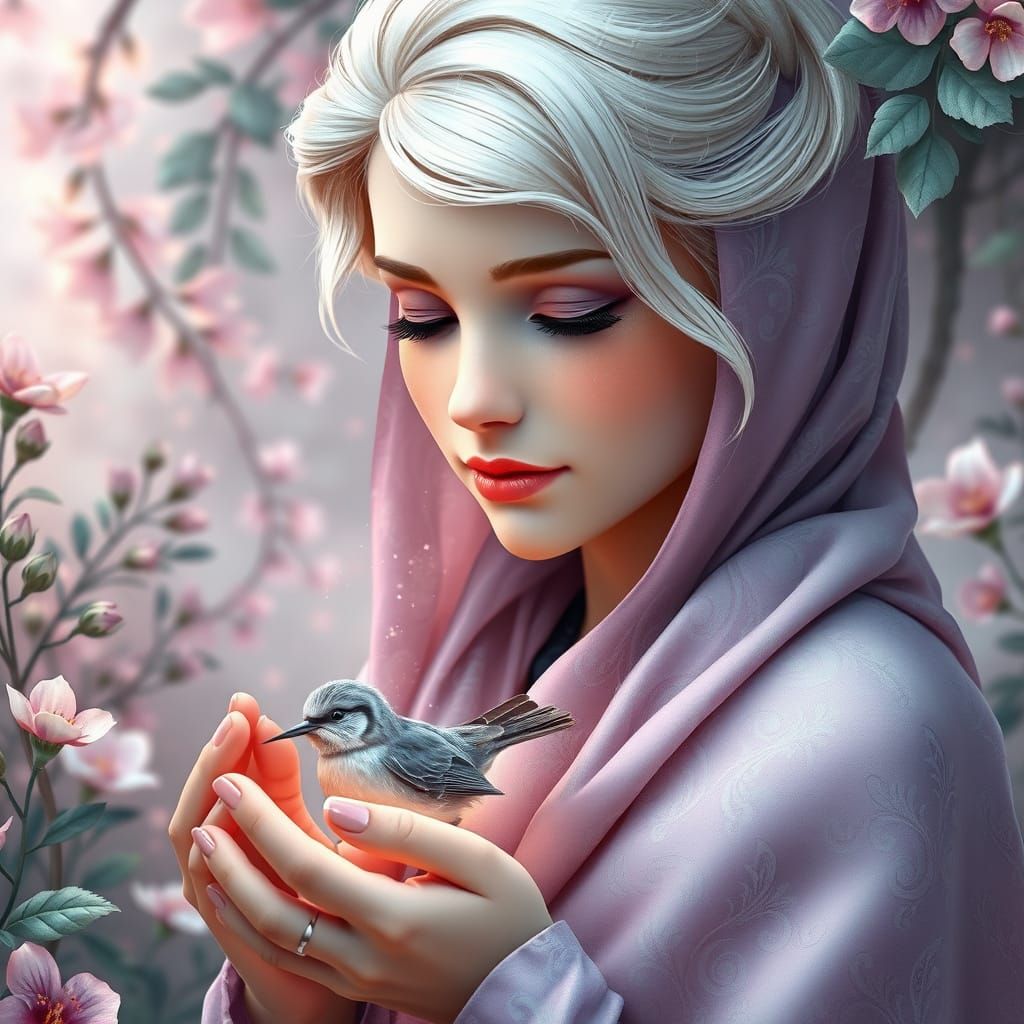 Ethereal Elsa in a Whimsical Watercolor Garden