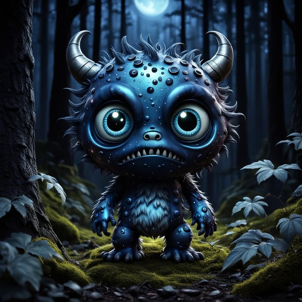 Cute Titanium Monster in Dark Forest