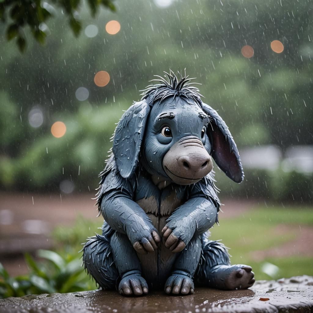 Eeyore in Rainy Weather: Professional Photography