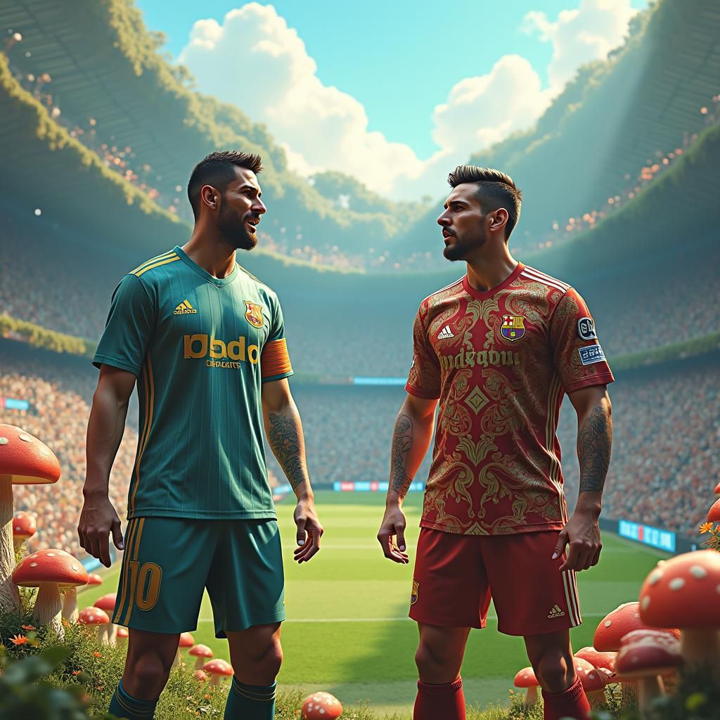 Soccer Stars in Ornate Armor on Dreamlike Field