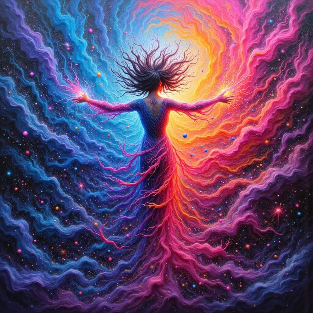 Ghostly Messenger Rushing Through Bioluminescent Portal