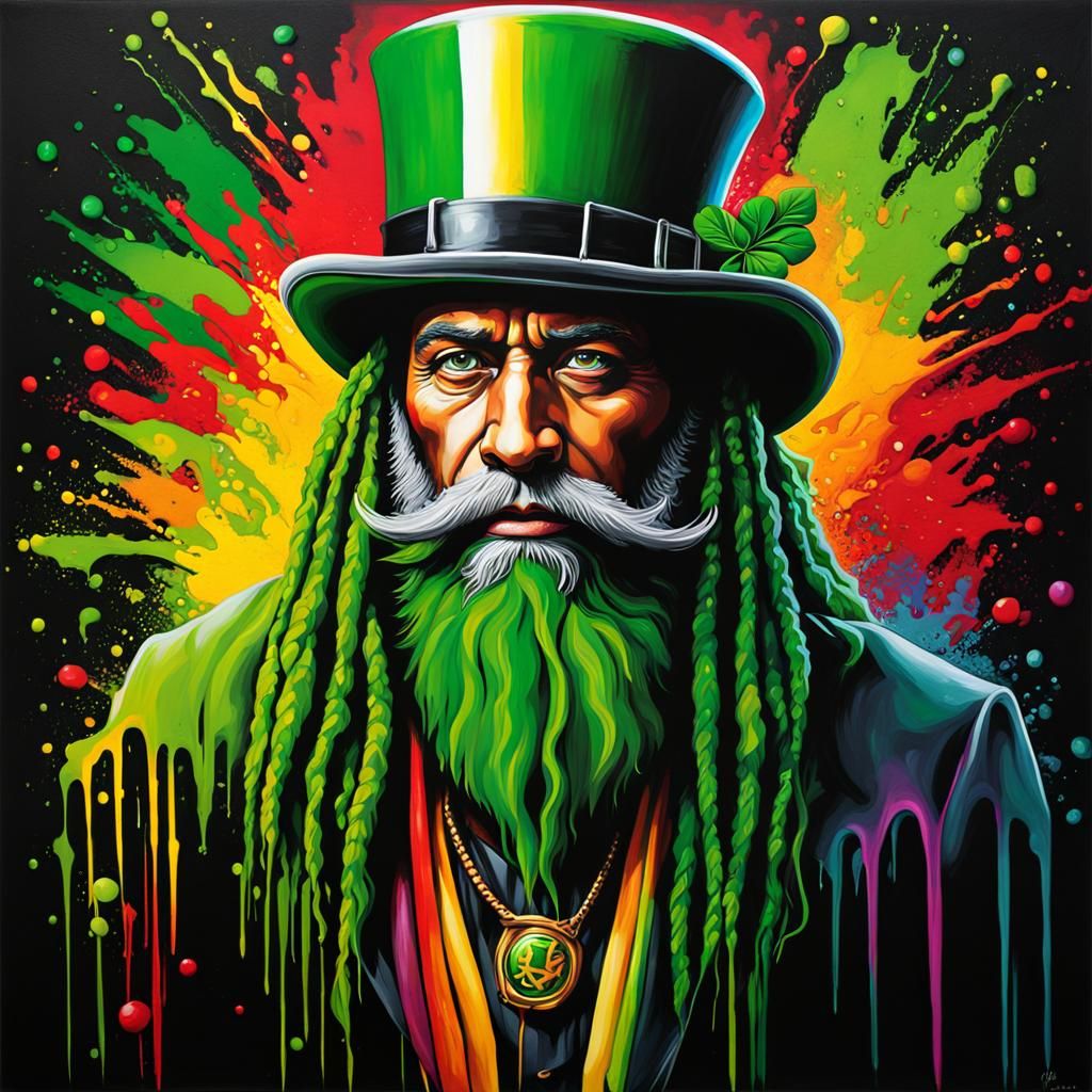 Colorful Graffiti Art: Irish Rasta Leprechaun