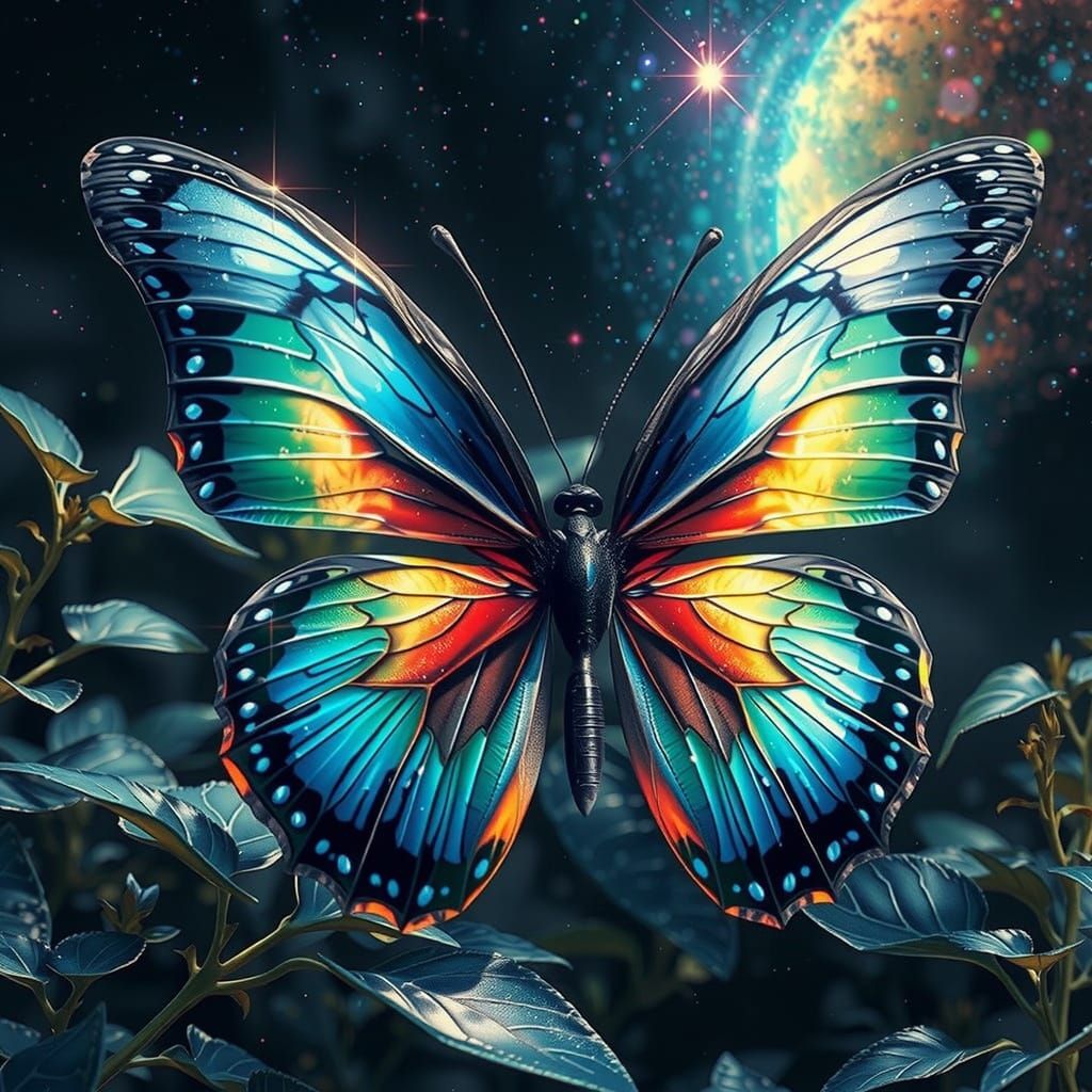Iridescent Butterfly in Epic Cinematic Style