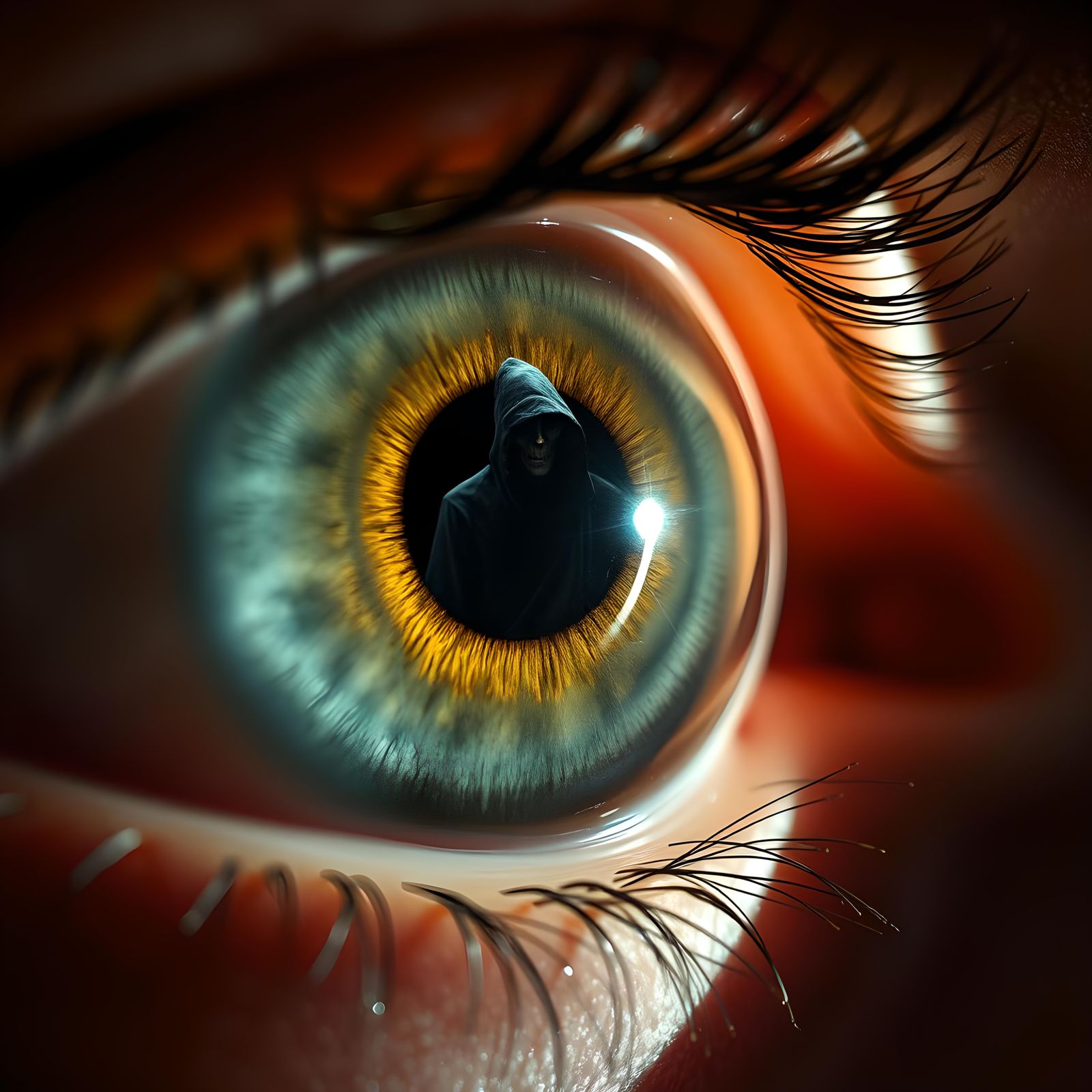 Reaper's Reflection: Hyperrealistic Eye Close-up