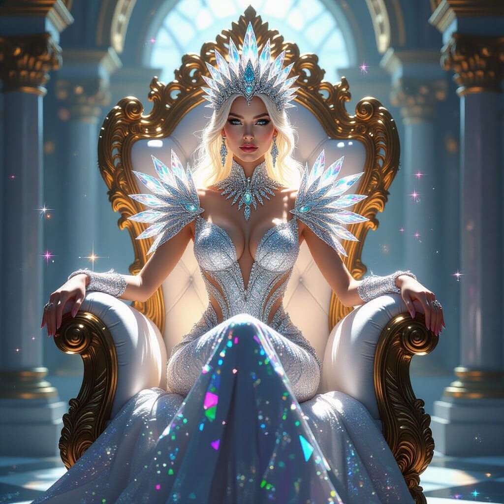 Diamond Queen on Jeweled Throne, Digital Fantasy Art