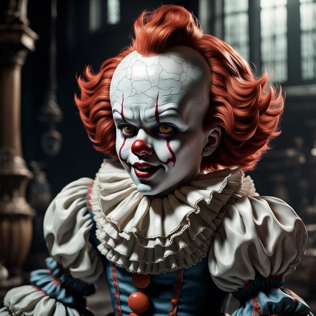 Porcelain Pennywise Doll: Detailed Matte Painting