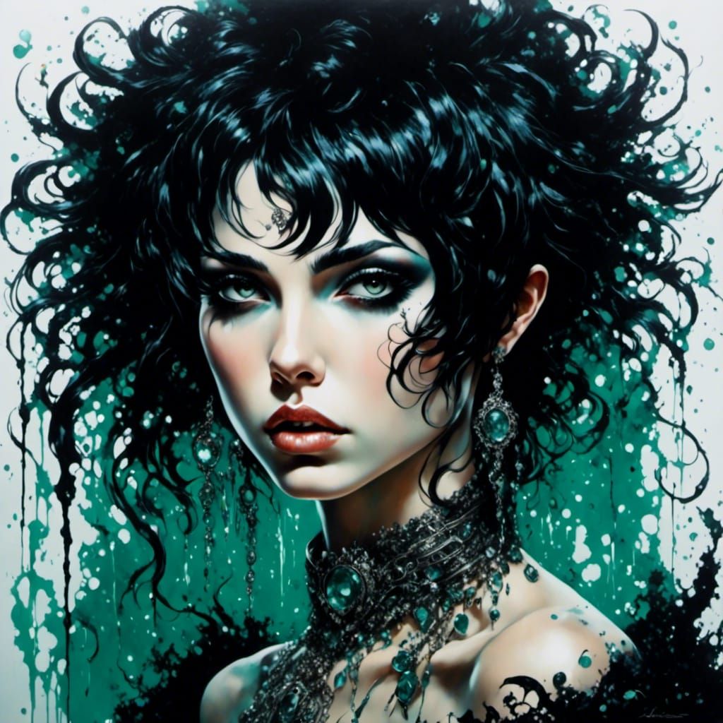 Emotional Portrait of a Girl with Black Tear Streaks