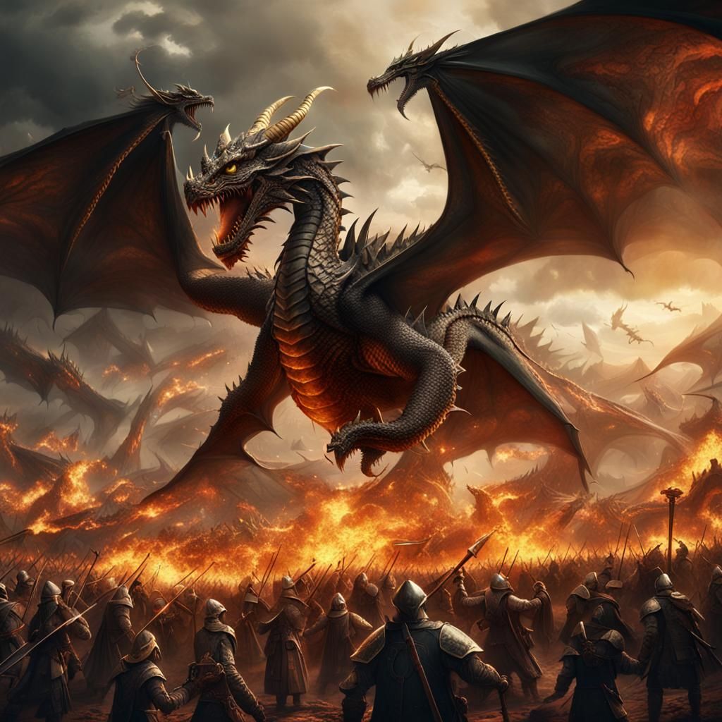Epic Dragon Battle: A Digital Matte Painting