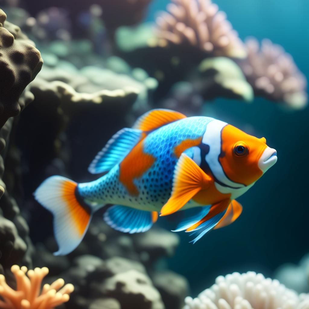 Majestic Fish in Fantasy Coral Reef