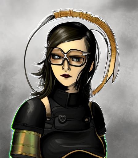 Computer Heroine Warrior in Digital Art Style