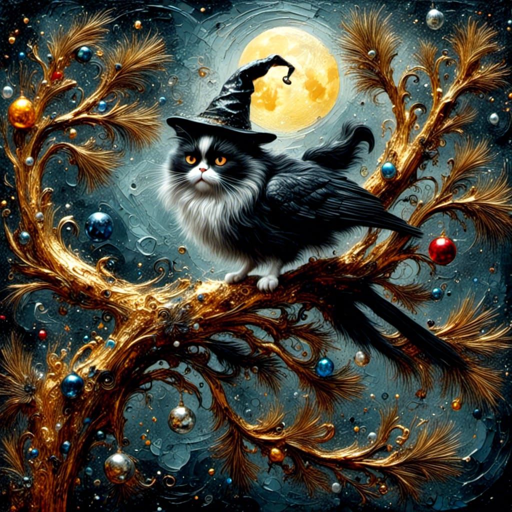 Drunken Witch Crash: A Whimsical 3D Oil Painting