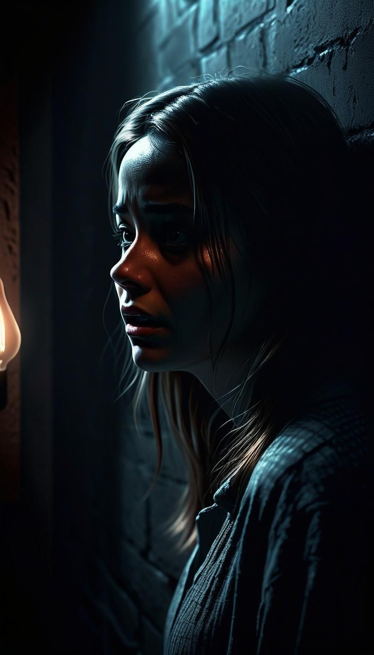 Moody Portrait of a Girl in the Dark