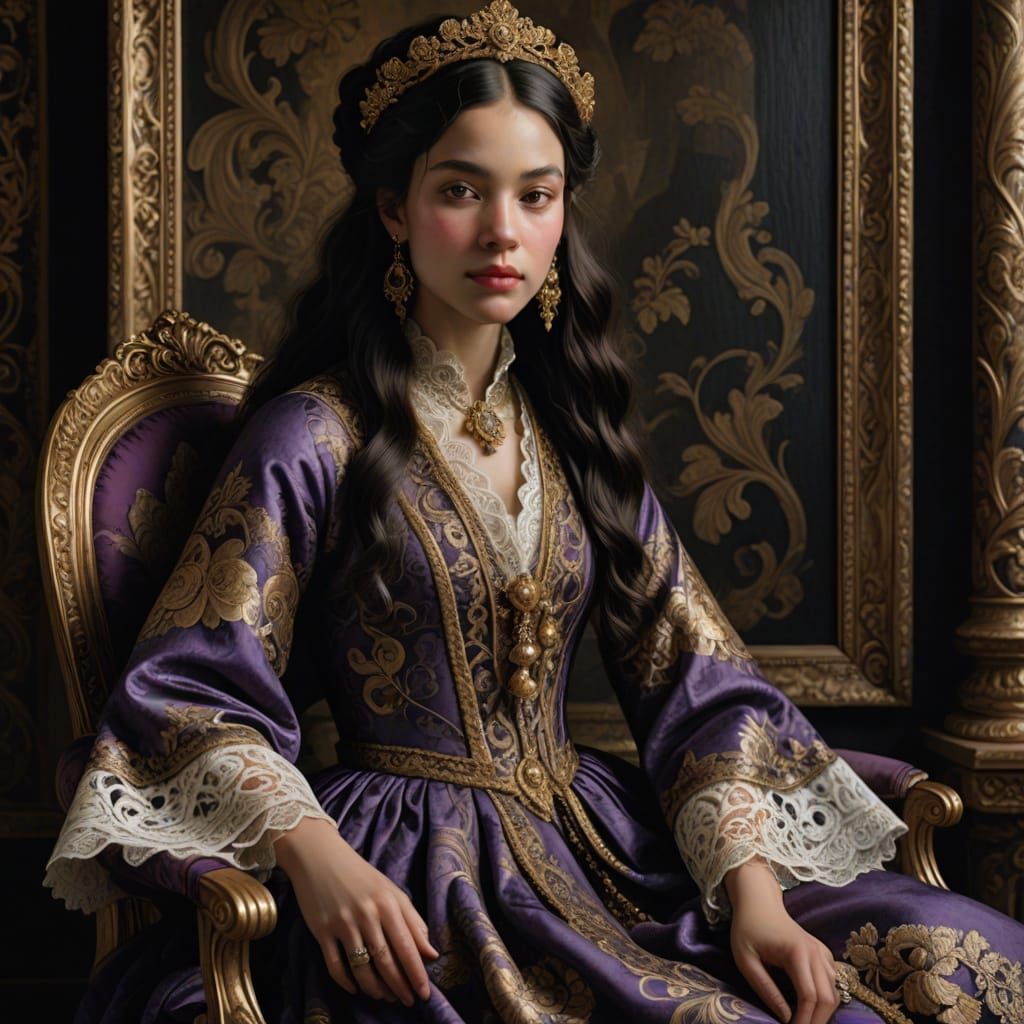 Elegant Baroque Lady in Lavish Attire