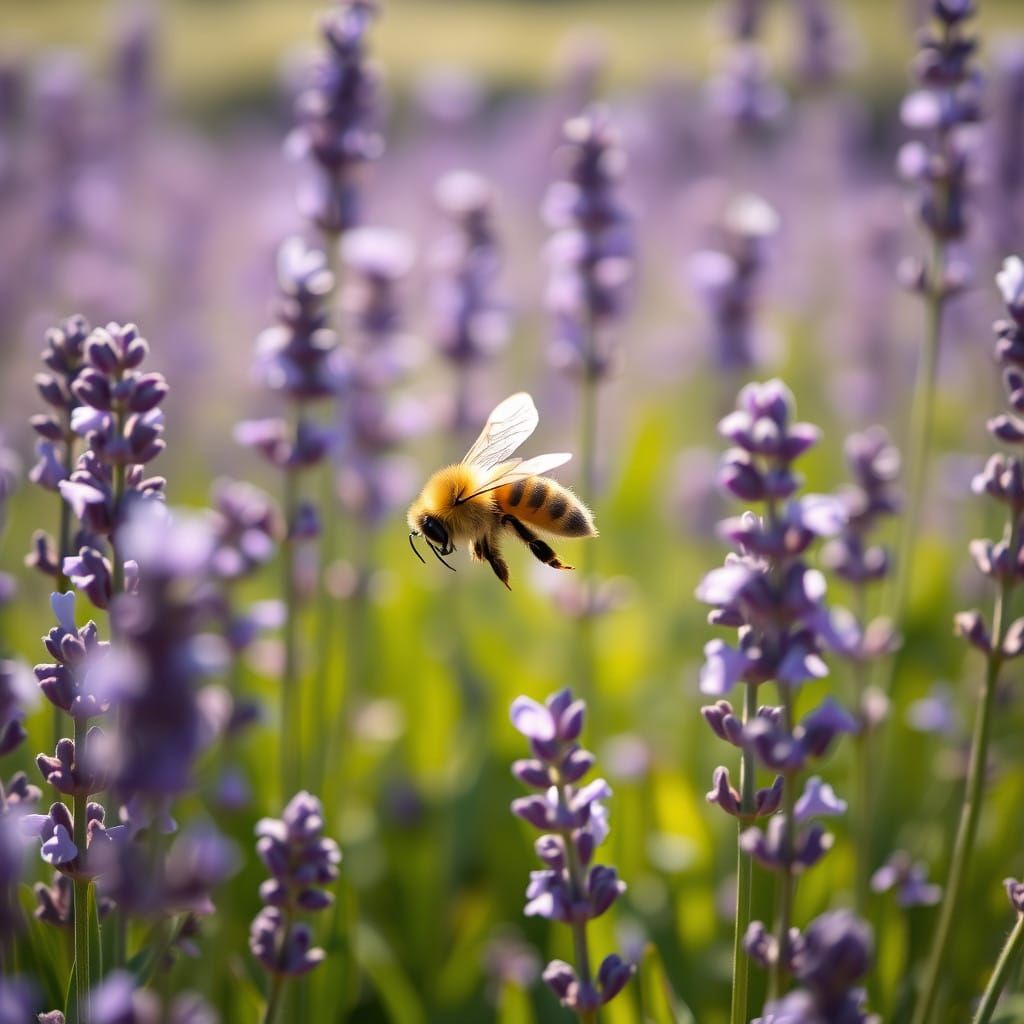 Vibrant Bee in Lavender Landscape
