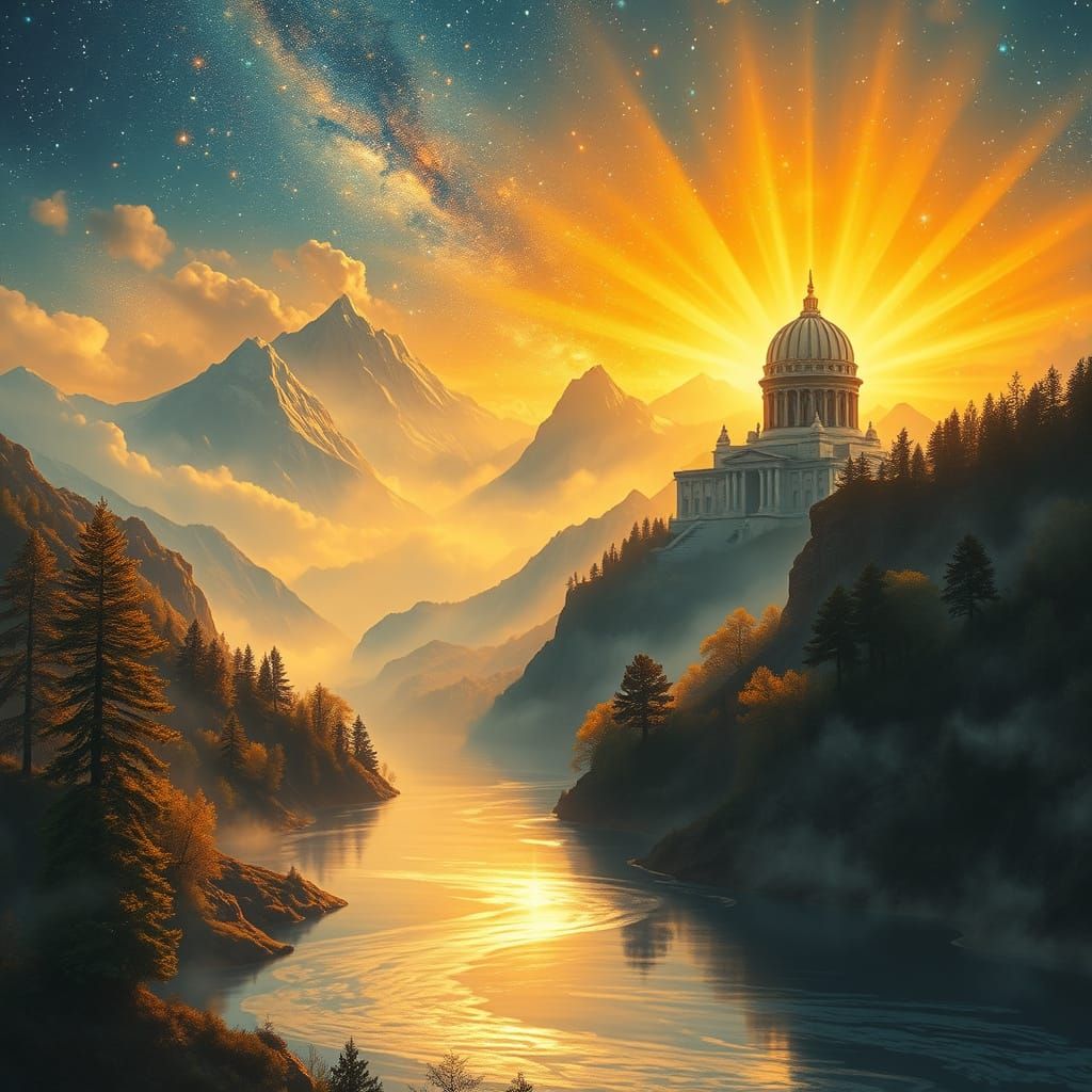 Divine Creation Landscape with Temple of Light
