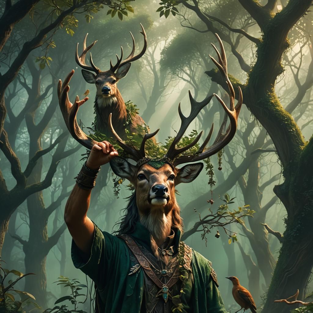 Mystical Forest: Person with Deer Head