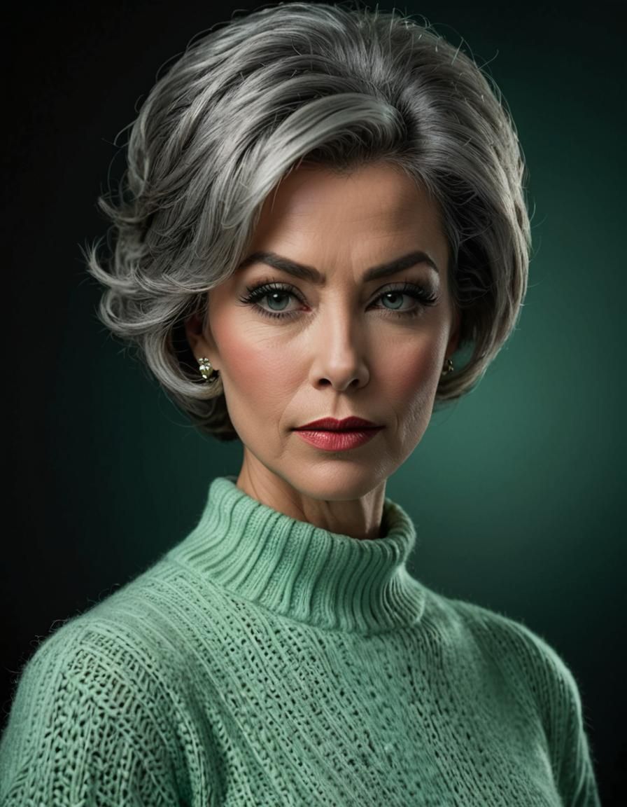 Glamorous 1960s Woman Portrait in Bouffant Hairstyle
