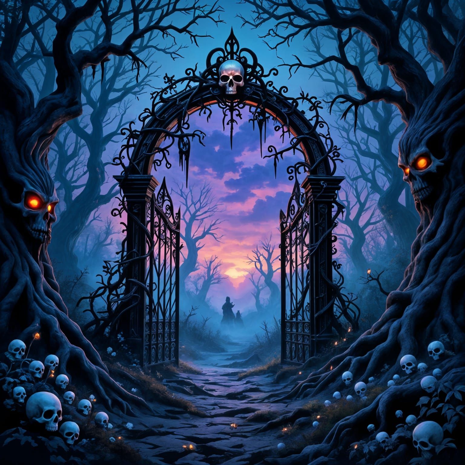 Dark Fantasy Gothic Portal in Corrupted Forest