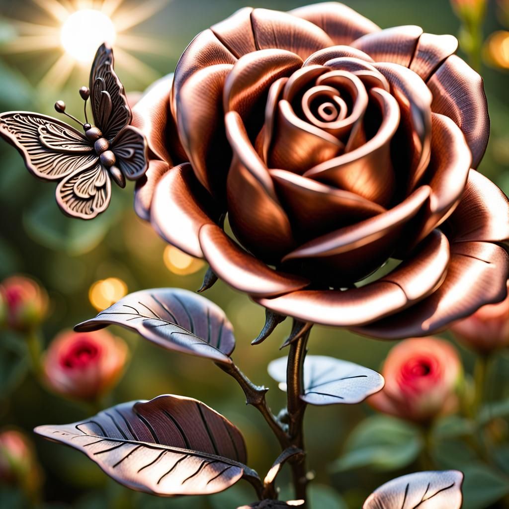 Romantic Metal Rose: Detailed 4D Photography