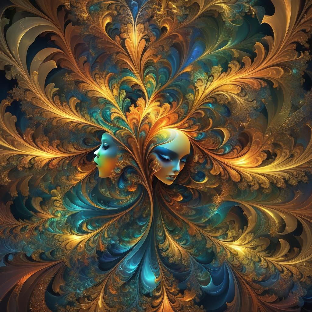 Fractal Expressionist Girl Over the Rainbow