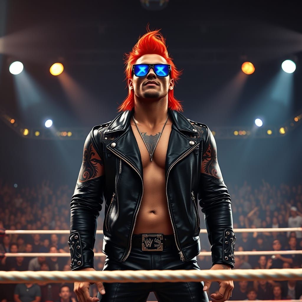 Mystical Wrestler in Cyberpunk Style