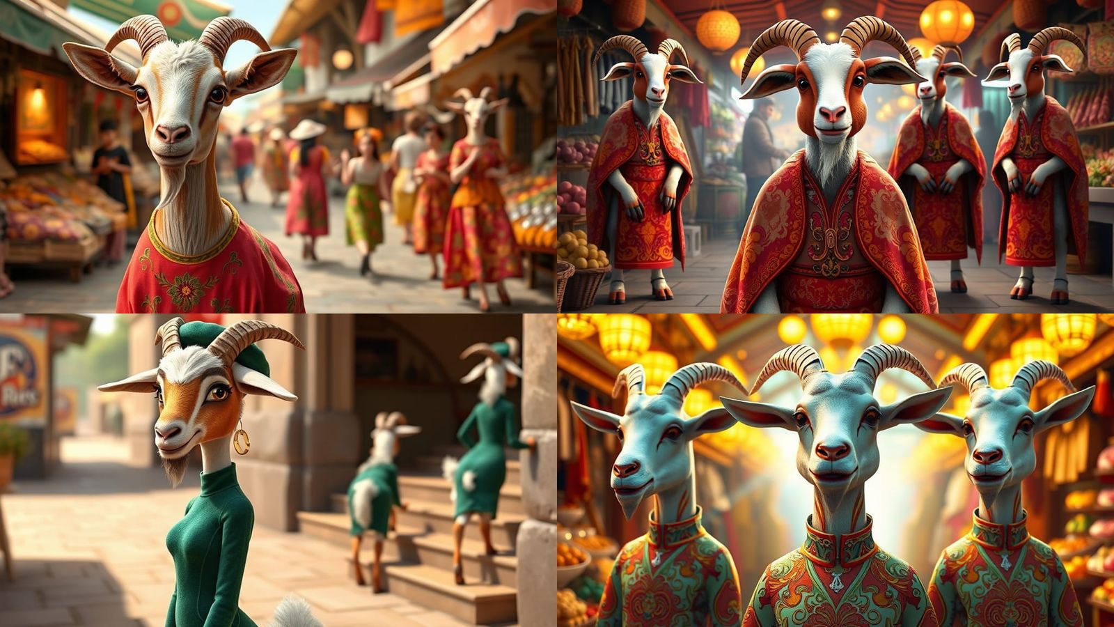 Female Goat Goes to Market: Pixar-Style 3D Cartoon