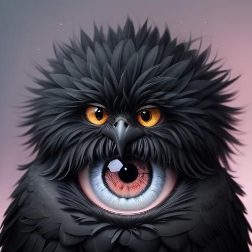 Adorable Surreal Creature with Eyelashes and Fuzzy Fur