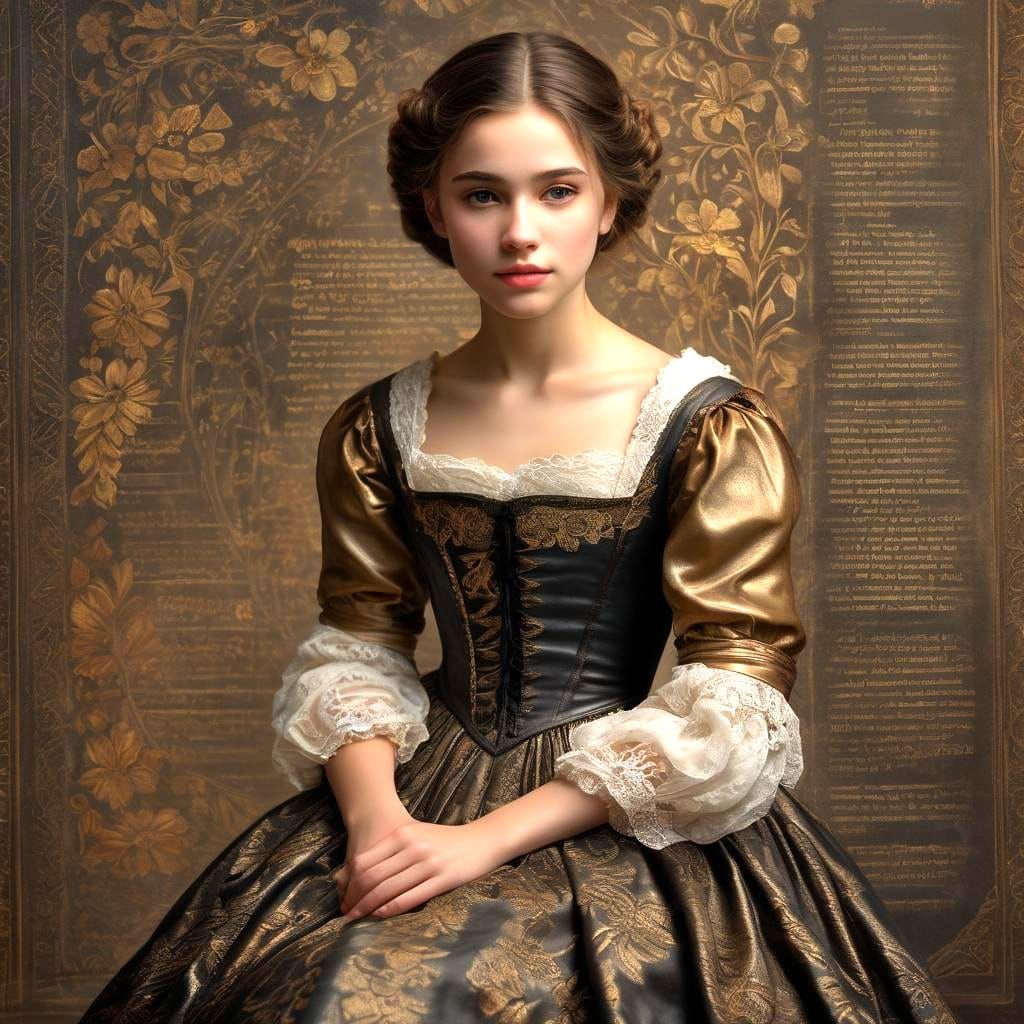 Young girl in an 1830s dress
