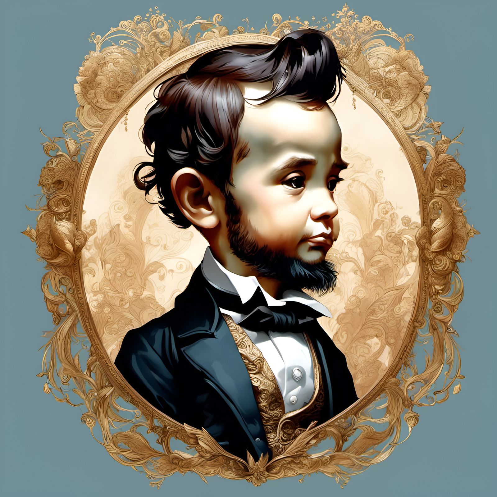 Adorable Chibi Baby Abraham Lincoln Portrait