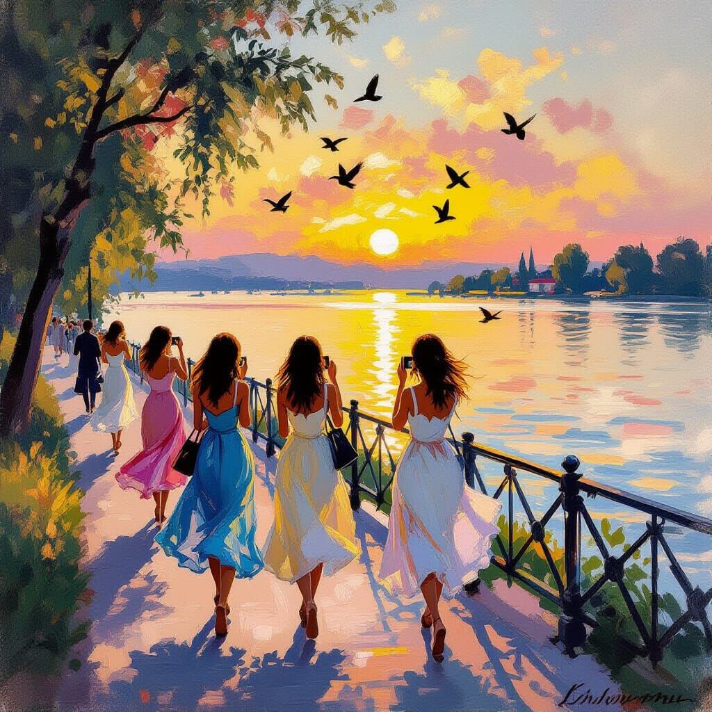 Girls at Sunset by Monet and Okamoto Style