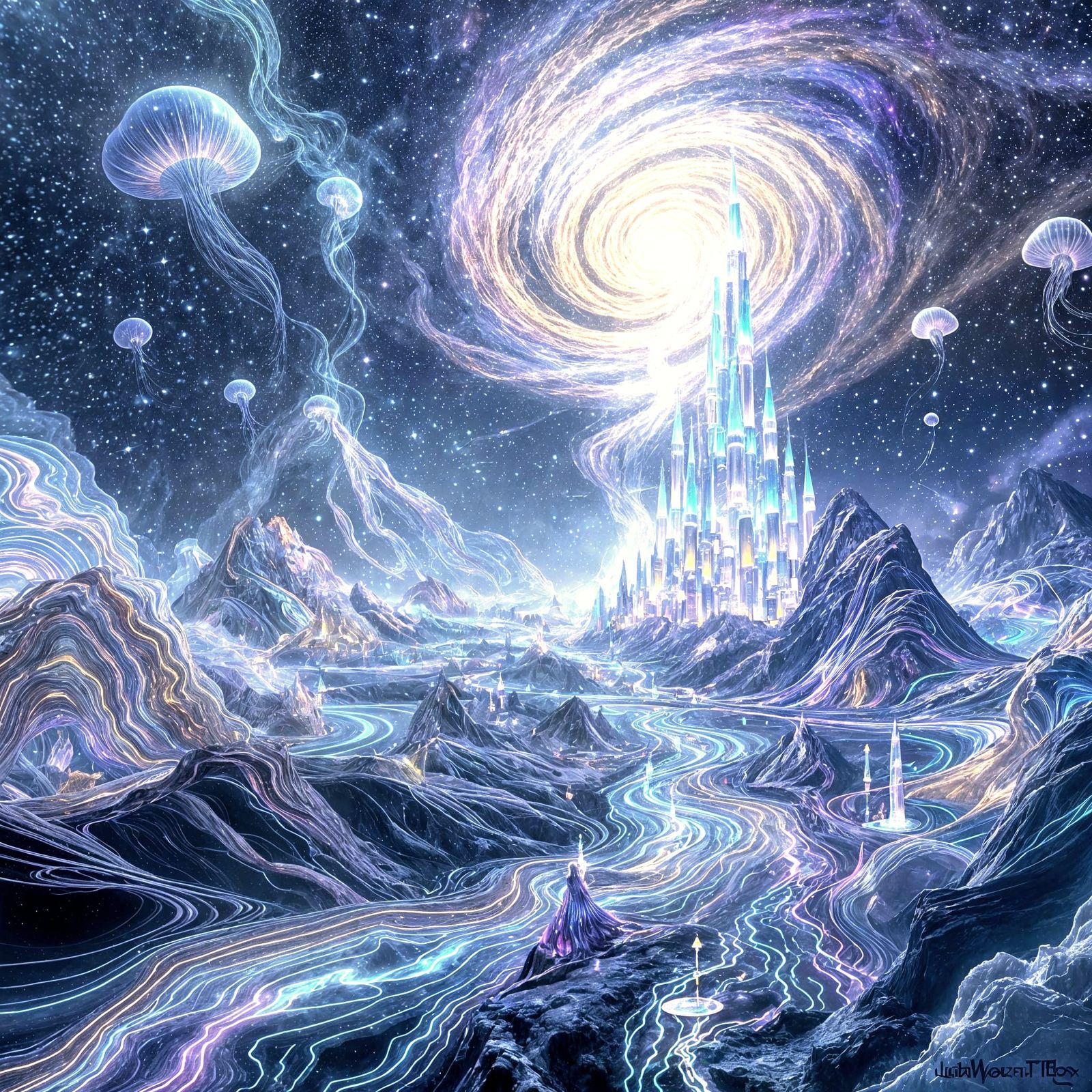 Ethereal Astral Realm with Crystalline Mountains and Energy ...