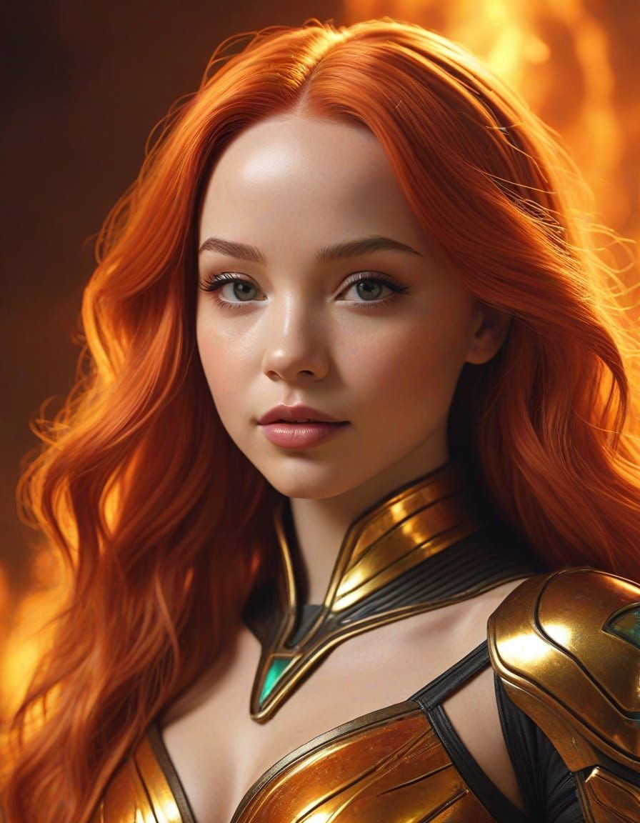 Dove Cameron as Starfire in Sci-Fi Art