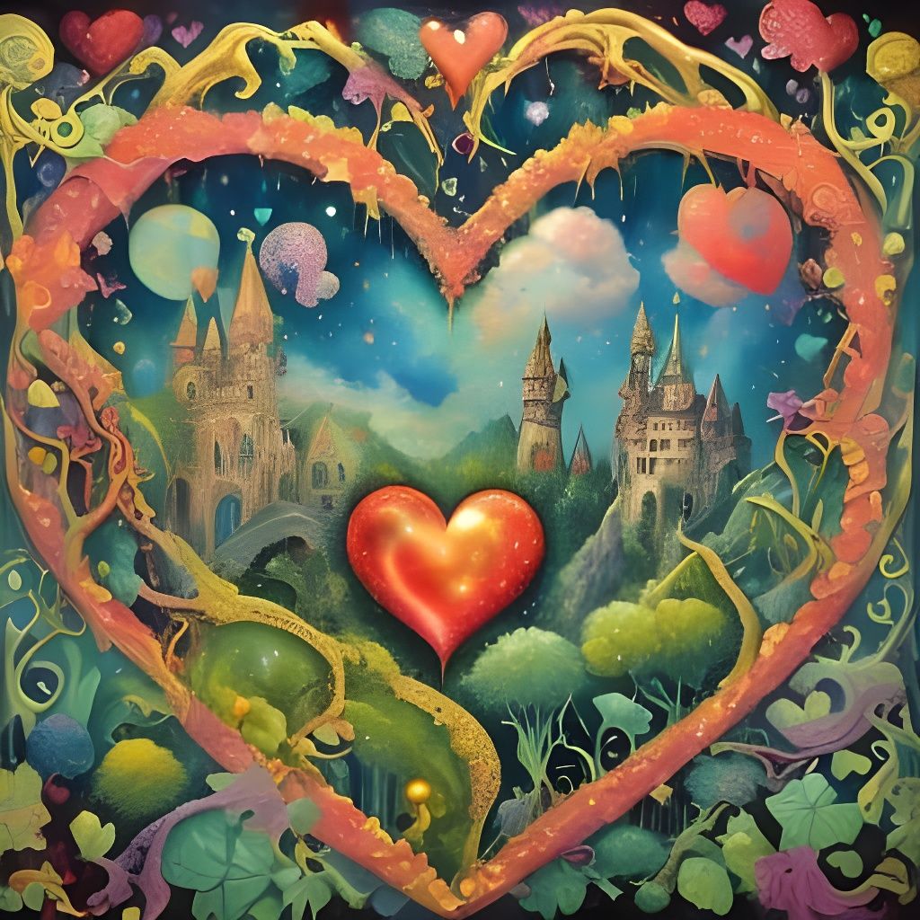 Vibrant Storybook Castle with Whimsical Vines and Hidden Hea...