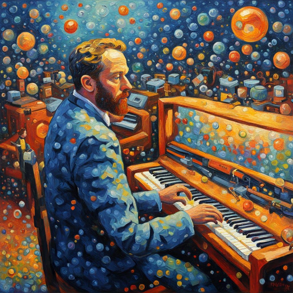 Musician Controls Robots in Neo-Impressionist Style