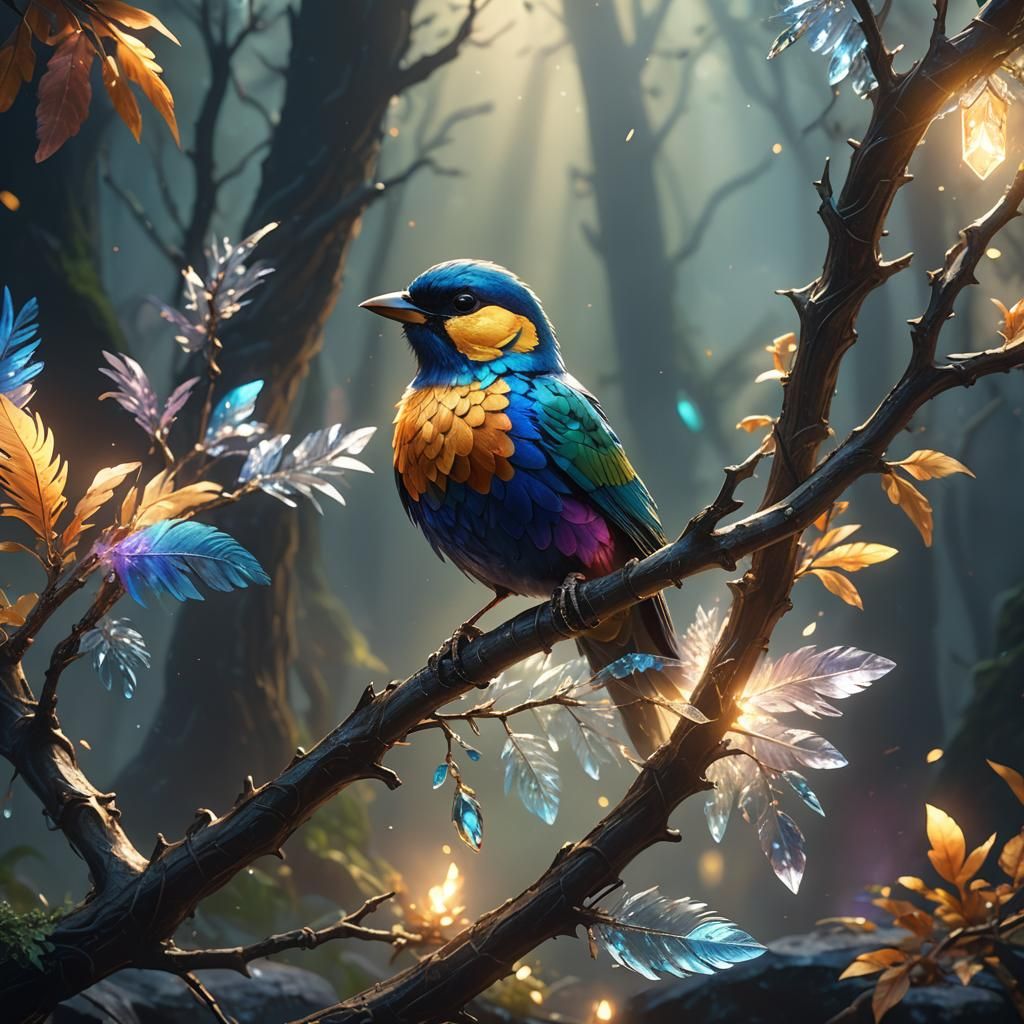 Fantasy Bird on Crystal Branch Concept Art
