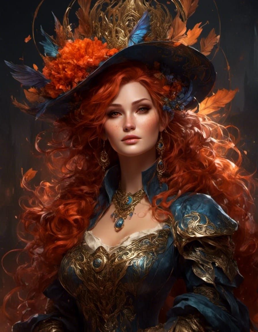 Hyperdetailed Fantasy Portrait in Red, Splash Art Style