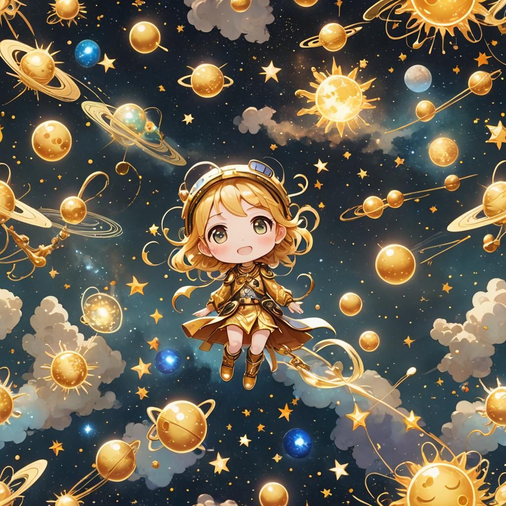 Chibi Molecule's Epic Journey Through Space as Digital Art