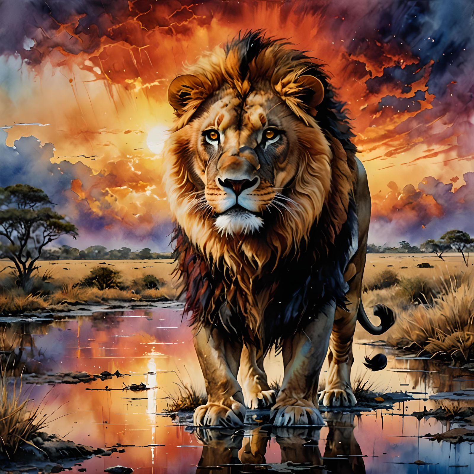 A Majestic Lion in Savannah