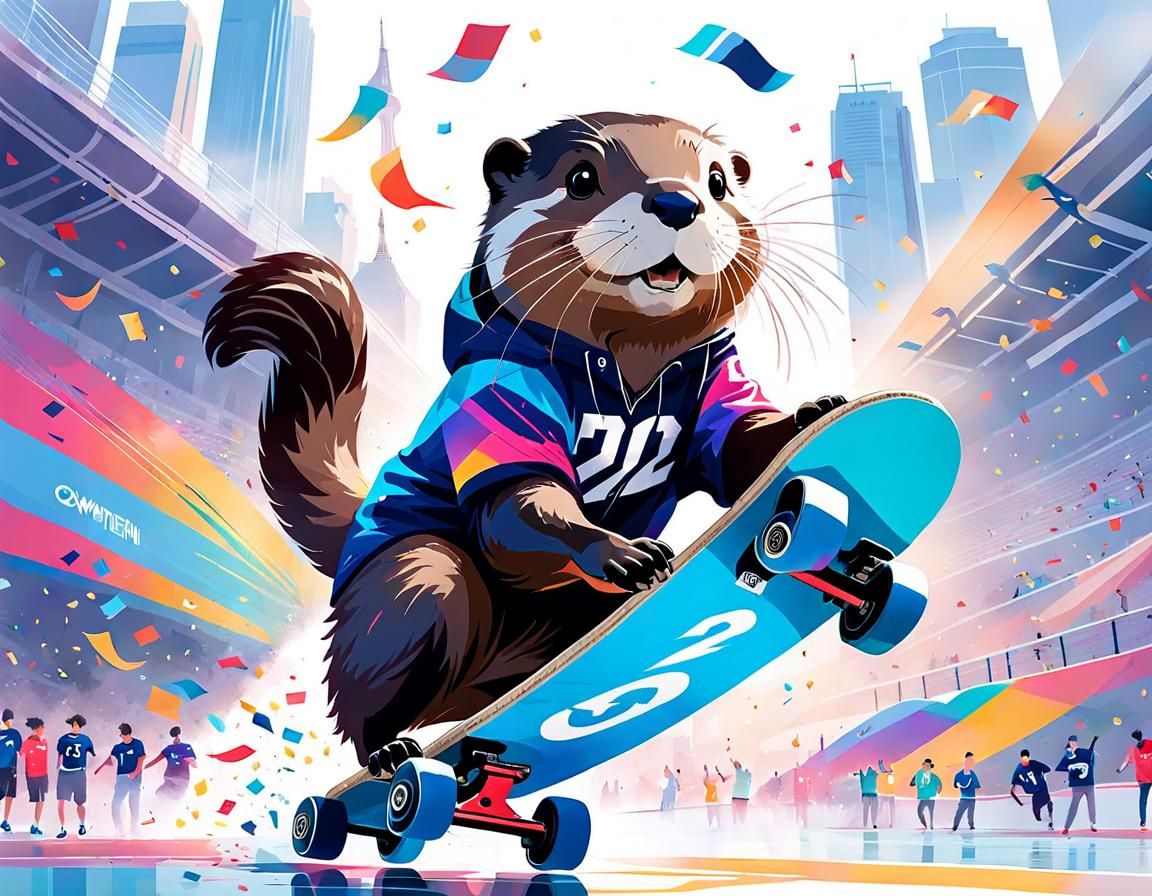 Otter Skateboarding Kickflip in Olympics, Fabio Cembranelli ...