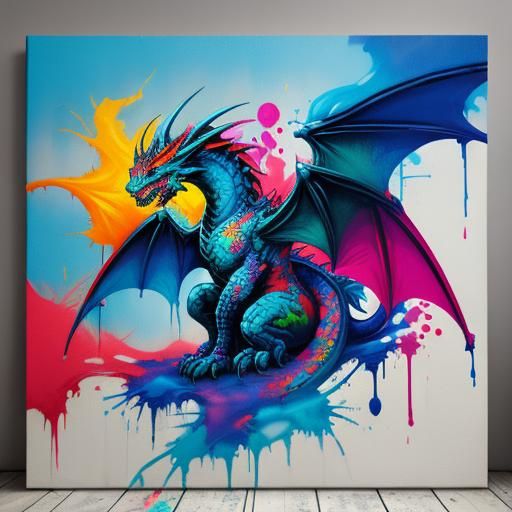 Graffiti Dragon Splash Art: Street Art Masterpiece
