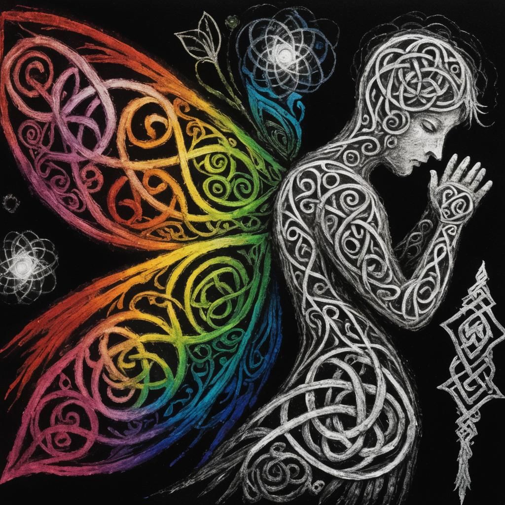 Surreal Celtic Bird in Rayograph Style