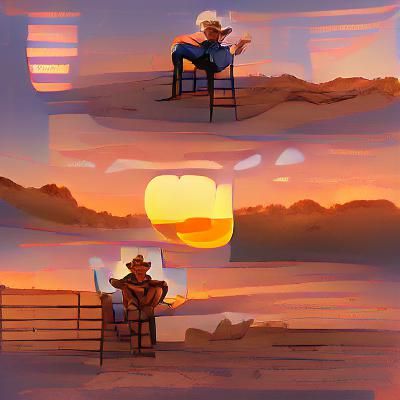 Cowboy at Sunset with Whiskey