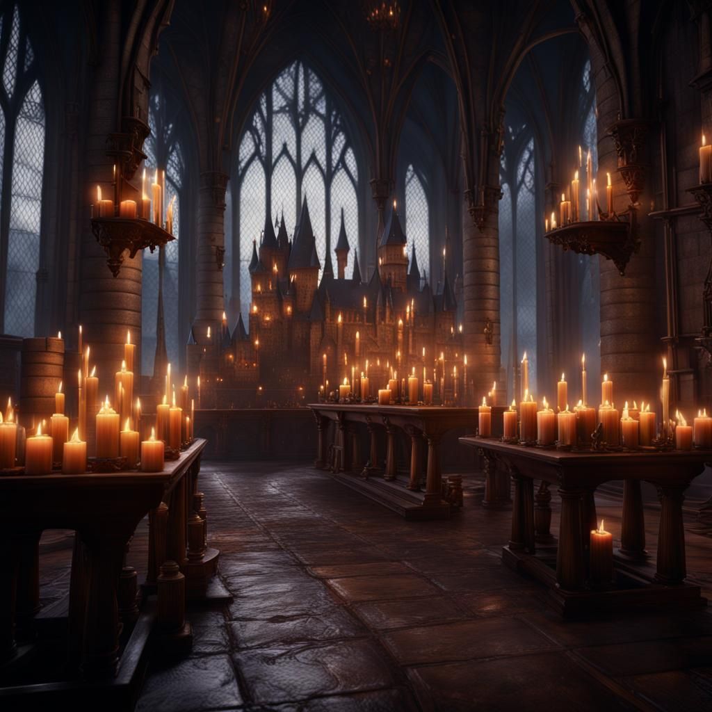 Magical Candlelit Castle in Fantasy Concept Art Style